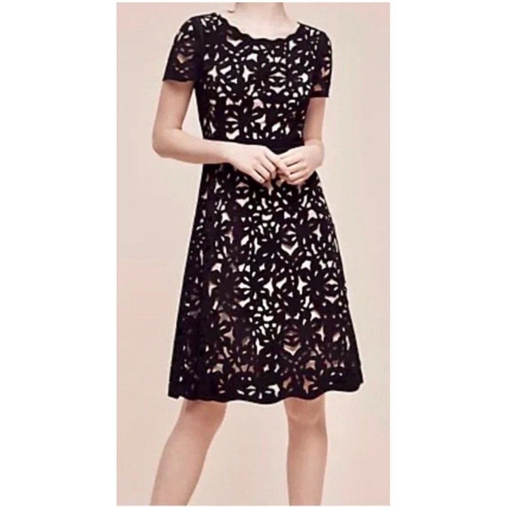 Nue By Shani Plum Dress Sz 2 Cut Out Cream Lining Floral Short Cocktail Party